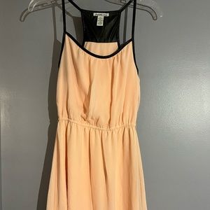 Charlotte Russe Short Pink Blush Faux Leather Black Trim Dress (Size S)